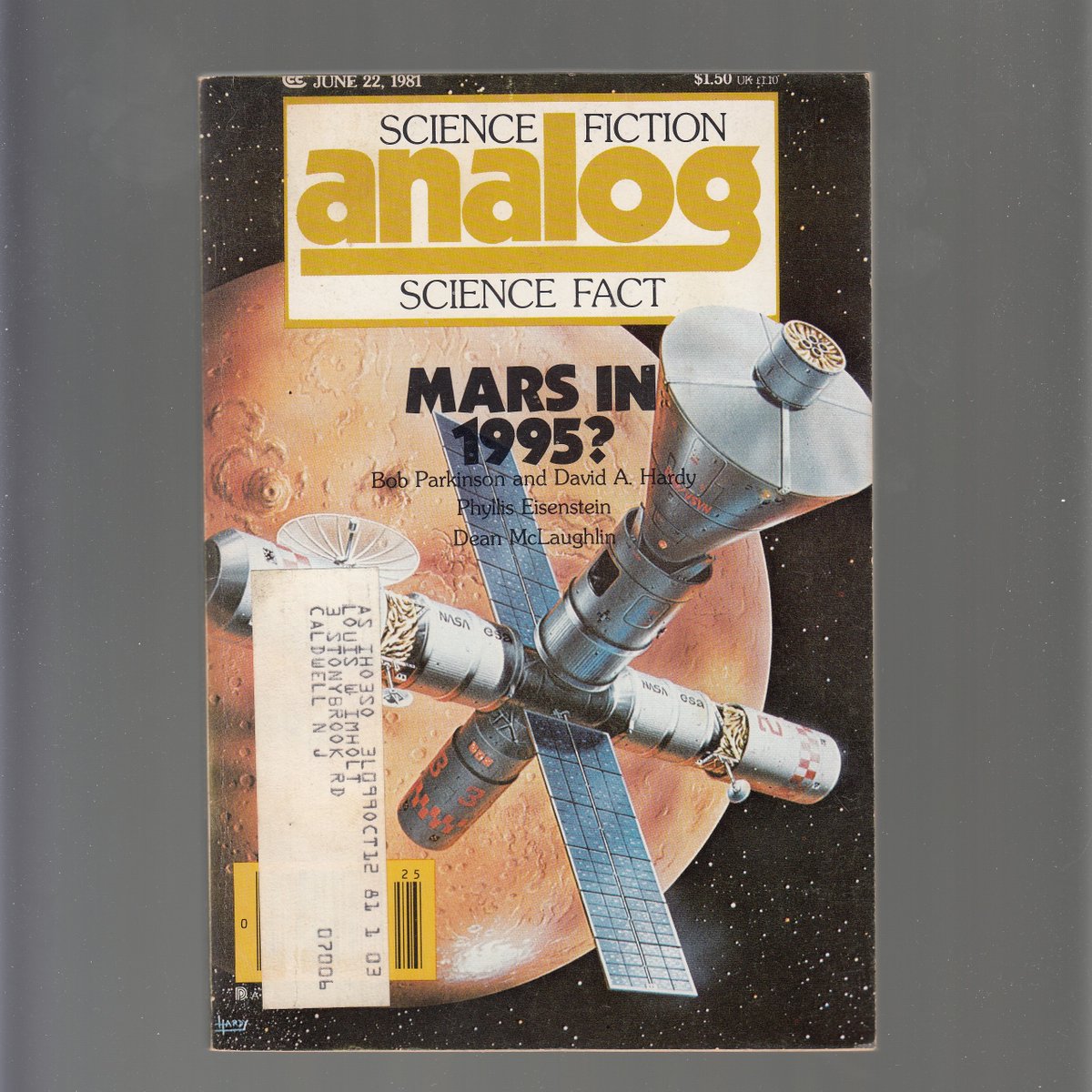 TimothyImholt's tweet photo. Doing some #SciFi #CoverArt lately. Analog June 1981. Cool article about a planned mission to mars that didn't happen in 1995, and another Novella by Timothy Zahn.
#ScienceFiction #SYFY #SYFYWIRE #retroscifiart https://t.co/Fs34cdbA1P