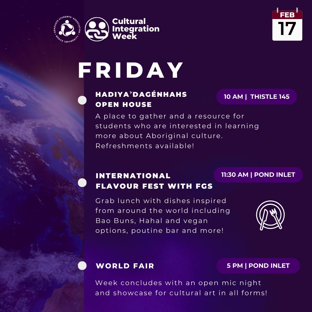 We're just over halfway through our Cultural Integration Week and there are still more events to come!

Check out what's happening Thursday and Friday ⬇️