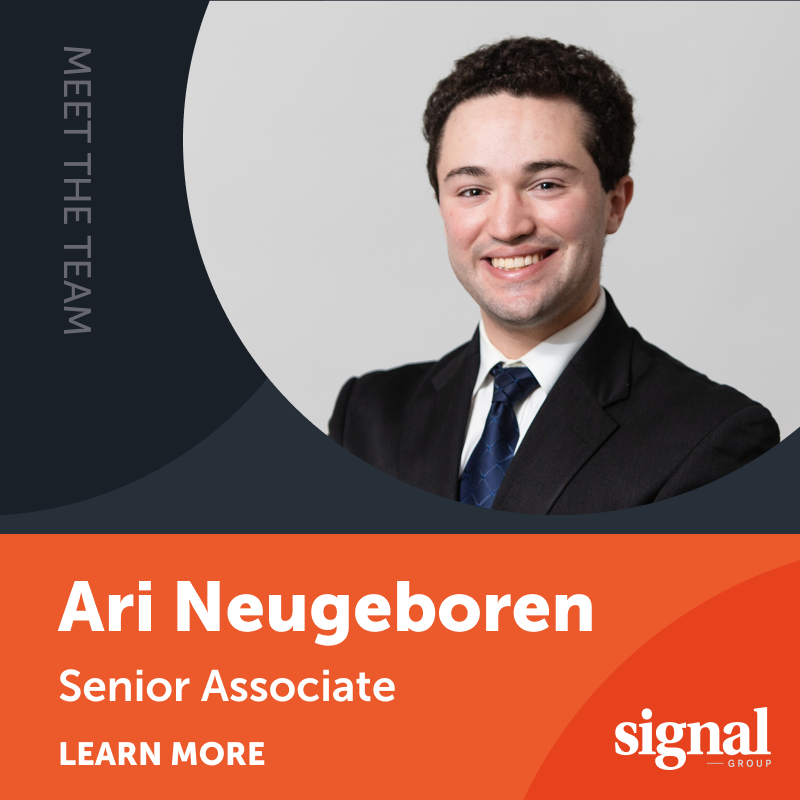 signalgroupdc's tweet photo. At Signal, Ari Neugeboren helps clients develop media relations strategy and grow their influence. Read more about Ari’s media relations expertise in his #SignalSpotlight here: