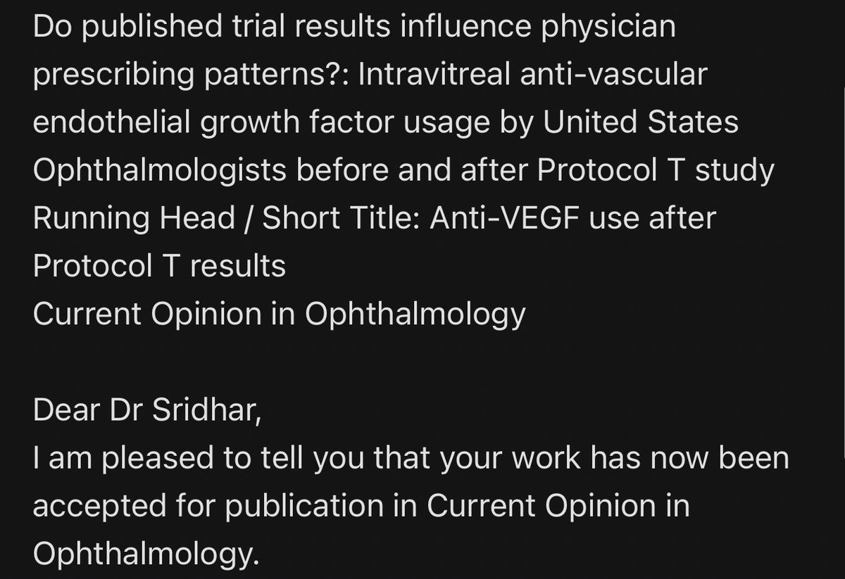 ZahraMarkatia's tweet photo. Published in Current Opinion in Ophthalmology! Check out our paper to learn about changes in anti-VEGF prescribing patterns 👀 So proud of this team 🥳 @BascomPalmerEye #OphthoTwitter #MedTwitter https://t.co/8QxtJdxHj4