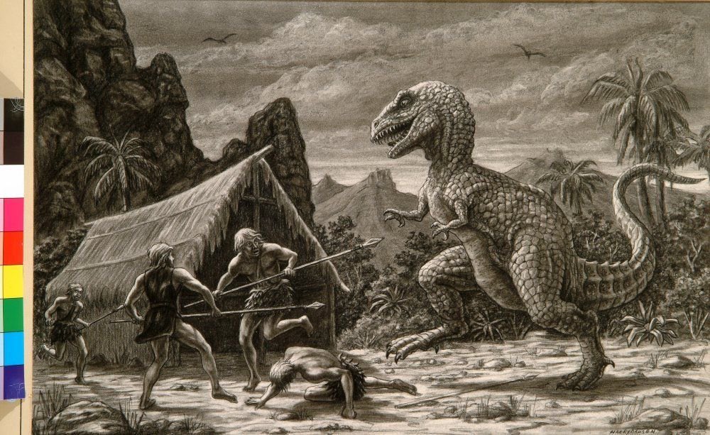 Ray Harryhausen drawings for the 1966 fantasy movie, One Million Years B.C., starring Raquel Welch. 