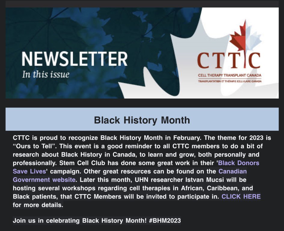 Thank you <a href="/CTTC_ORG/">CTTC</a> for highlighting the Black Donors Save Lives campaign in your latest newsletter.