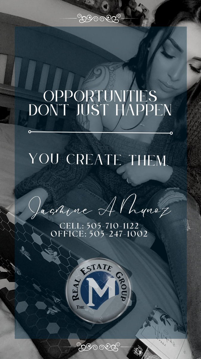 oro_bound's tweet photo. Jasmine Munoz
Associate Broker, License No. 54917
The M Real Estate Group
3303 Coors Blvd. SW, ABQ, NM 87121
Thomas Mestas, Qualifying Broker, License No. 17458 https://t.co/U6BzgV9cRi