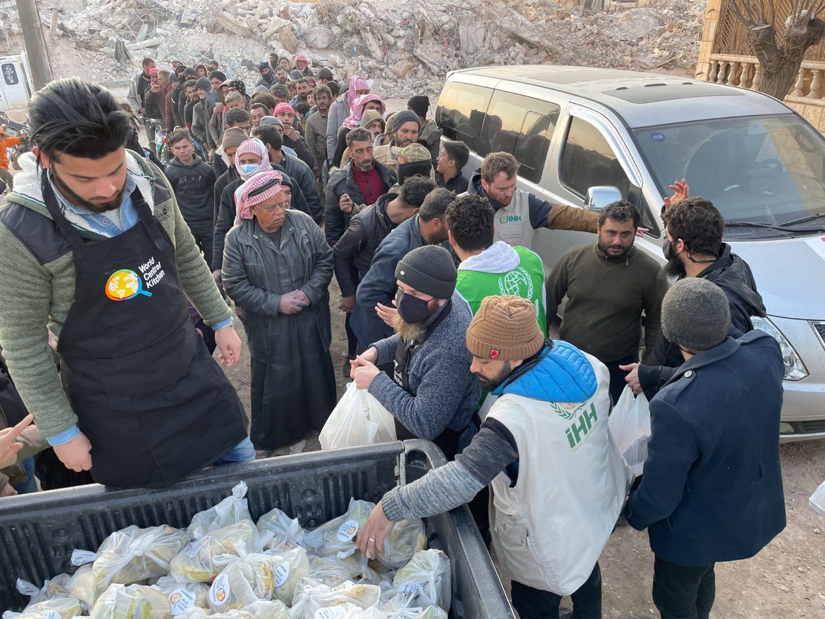 WCKitchen's tweet photo. Abdurrahman lost his home in the earthquake &amp; is now trying to take care of his family of 4 on his own—he is 16 years old. WCK delivered hot meals to Abdurrahman &amp; his community in hard-hit Jinderes, Syria. It's cold here and resources are running scarce. #ChefsForSyria https://t.co/FF9p0UHC5X