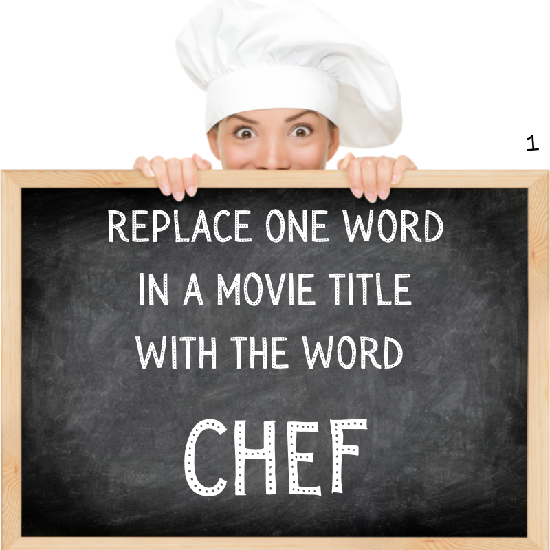 Let's do it. 
how many different movies can we come up with?

𝙍𝙚𝙥𝙡𝙖𝙘𝙚 𝙤𝙣𝙚 𝙬𝙤𝙧𝙙 𝙞𝙣 𝙩𝙝𝙚 𝙢𝙤𝙫𝙞𝙚 𝙩𝙞𝙩𝙡𝙚 𝙬𝙞𝙩𝙝 𝙩𝙝𝙚 𝙬𝙤𝙧𝙙 𝘾𝙃𝙀𝙁.

I'll go first, then you all play along in the comments.. 

"ℕ𝕠 ℂ𝕙𝕖𝕗 𝕗𝕠𝕣 𝕆𝕝𝕕 𝕄𝕖𝕟"

Your turn! 👇