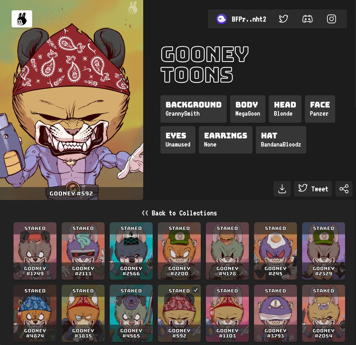gm art collectors! A new tool has just joined the chat! 

Checkout profile.gooneytoons.studio to browse your entire art collection and even show off your favorite NFTs. The tool works for any collection! 😈