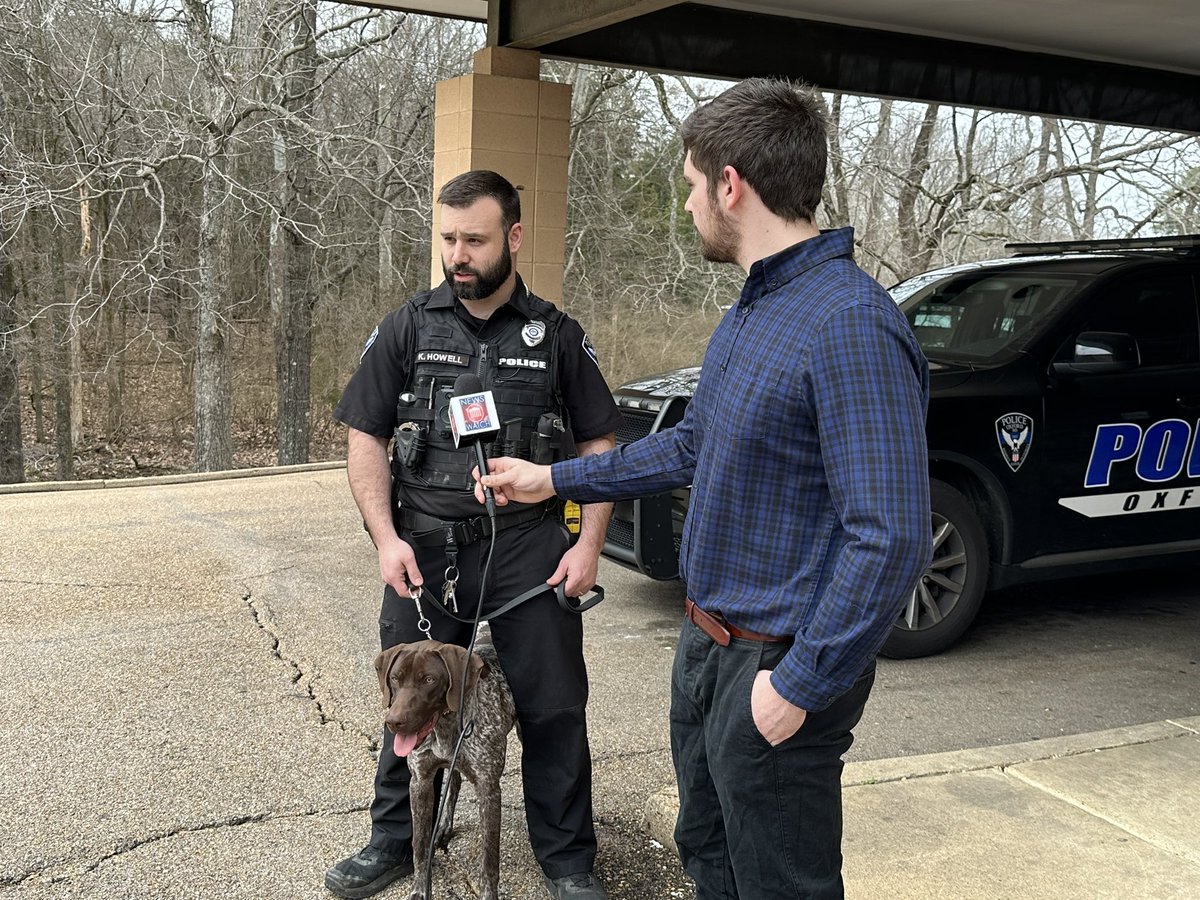 We had <a href="/NewsWatch_UM/">NewsWatch Ole Miss</a> visit us today to do a story about K9 Elko! Be sure to tune in! 🐶