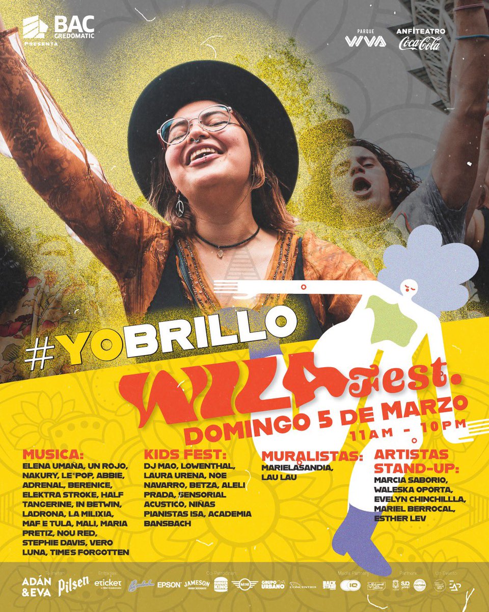ernestoadduci's tweet photo. #WILAFEST este 5 de marzo en @parqueviva Entradas ya en https://t.co/Lb2MWpTHNj 11 horas de música, comedia y gastronomía celebrando a la mujer de #CostaRica @esencialCR @PilsenoPilsen @Bansbach @Concentrix @BurgerKingCR1 @mini @jamesonwhiskey @EpsonLatin @VMLatinohn @iqradio https://t.co/TgHr2Yf0ex