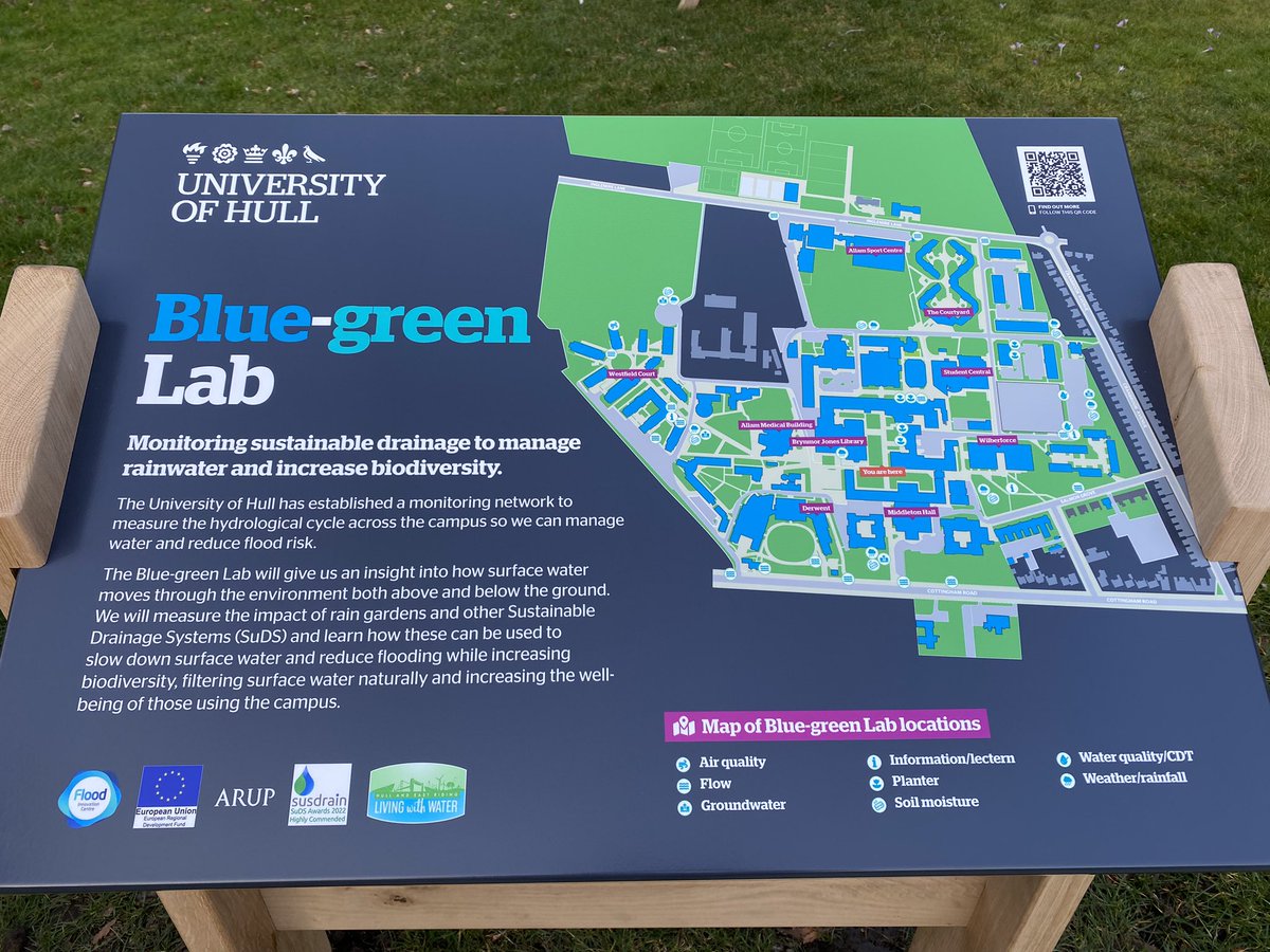 StuartMcLelland's tweet photo. Looking for our #SuDSLab monitoring on @UniOfHull campus? Find our monitoring stations on these new #BlueGreenLab campus maps. There's lots to see! https://t.co/p7RGEglmV2