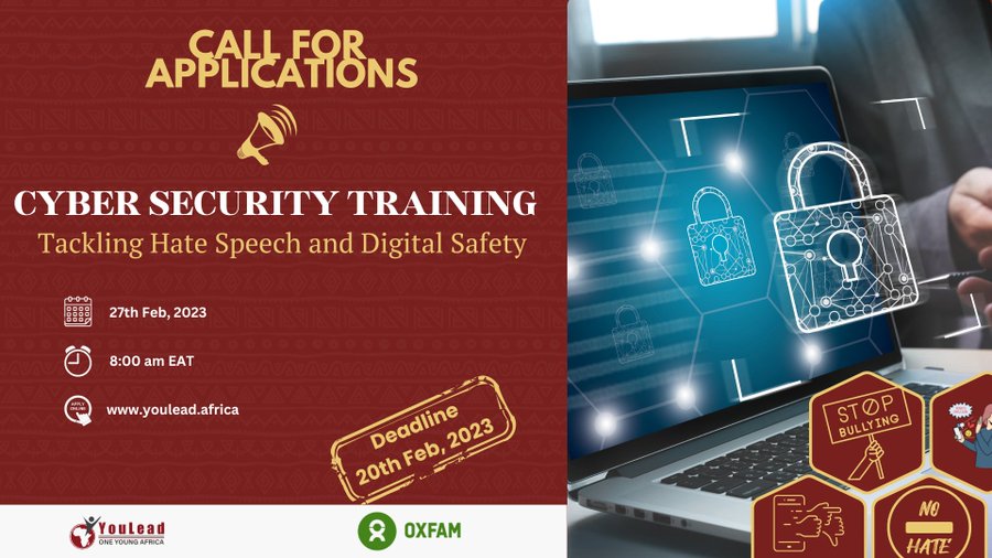 As a Digital citizen, its your first responsibility to protect yourself and others from Digital attacks 

Apply now to attain the skills for Digital security against cybercrime.

✍️ Apply on:  portal.youlead.africa/public/events#
✅Deadline: Mon, 20th Feb, 2023

@OxfamEAfrica @OneYoungAfrica