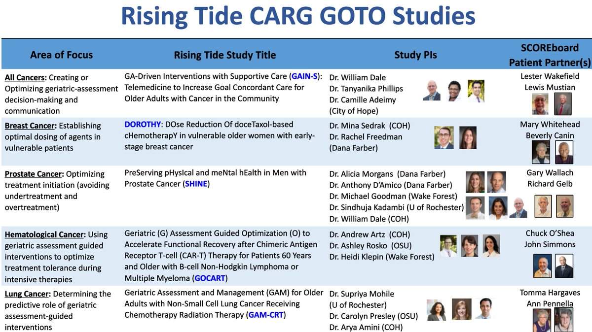 We are now focused on creating a clinical research infrastructure to support studies focused on older adults with cancer and include a geriatric assessment. These 5 new studies will help us build the CARG National Consortia of Clinical Trials! #gerionc #geriheme #CARG2023