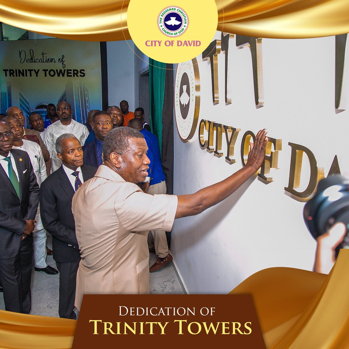RCCGCityofDavid's tweet photo. #TrinityTowers is dedicated in Name of the Father, in the Name of the Son, and in the Name of the Holy Spirit. Amen
When Daddy GO @PastorEAAdeboye dedicated #TrinityTowers ๐
#TrinityTowersDedication
#TheZealOfTheLORD
#CODSunriseService
#TrinityTowersSanctuary
#CODOnline https://t.co/o1Ru14t4eN
