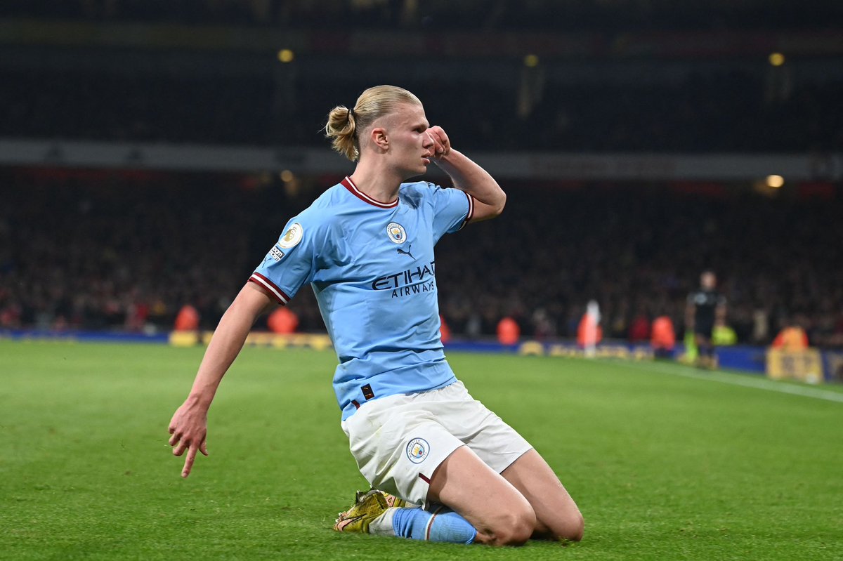 FabrizioRomano's tweet photo. Erling Haaland has scored 32 goals in 30 games as Manchester City player this season. 🤖🇳🇴 #MCFC

It’s also 26 goals in 22 Premier League games on his first season in England. https://t.co/FDLp0V7jqi