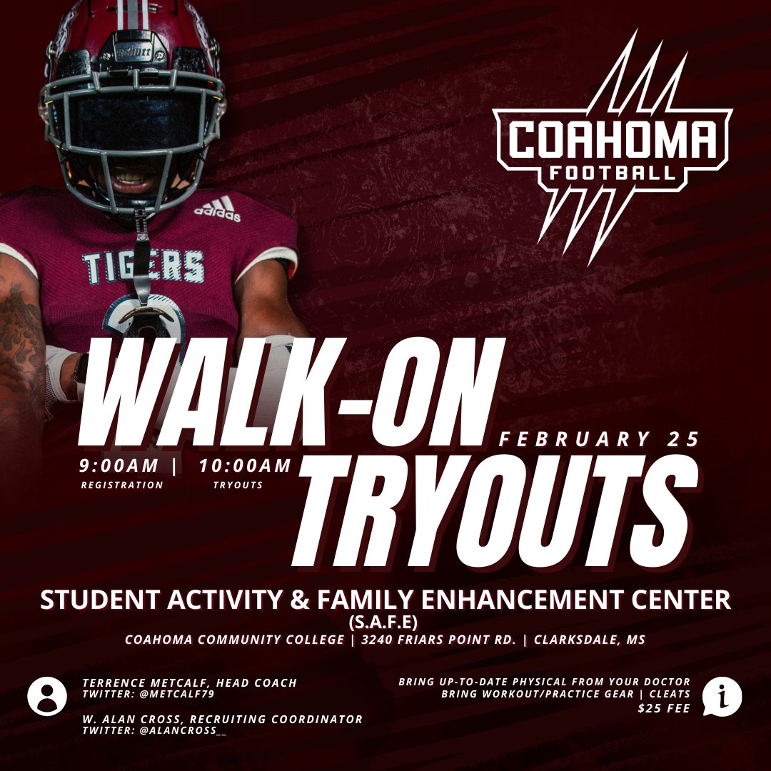 Coahoma Community College Athletics on Twitter "CoahomaFootball will
