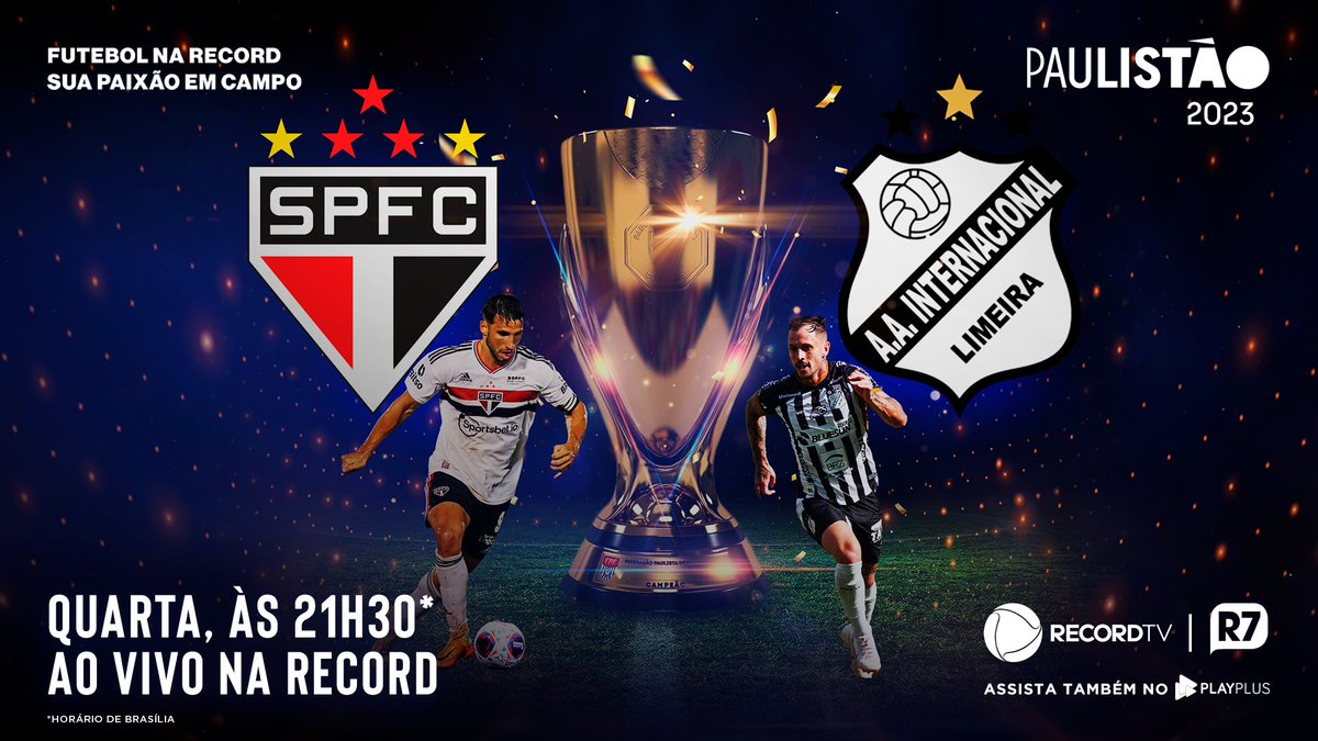 comercialrecord's tweet photo. @SaoPauloFC  e @interdelimeira  entram em campo e você acompanha tudo por aqui. 
Viva o jogo, em todas as telas! 

#RecordTV @portalr7 @SigaPlayPlus @RecordTV_press  #Futebol #paulistaonarecord 
#Paulistão2023 #Paulistão #RecordTV https://t.co/q2Lv6DFzmS