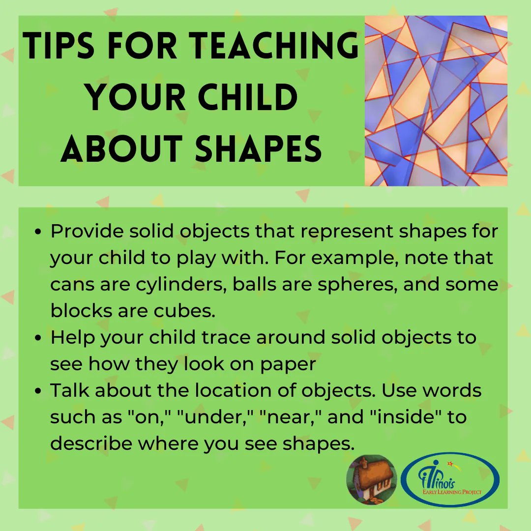 ielproject's tweet photo. Learning about shapes? Consider 3D also!
Provide solid objects that represent shapes for your child to play with. For example, note that cans are cylinders, balls are spheres, and some blocks are cubes.
#StandardsStartAtHome #EarlyMath #Bilingual
https://t.co/xjuwcKKObZ https://t.co/JS3JbRGUWT