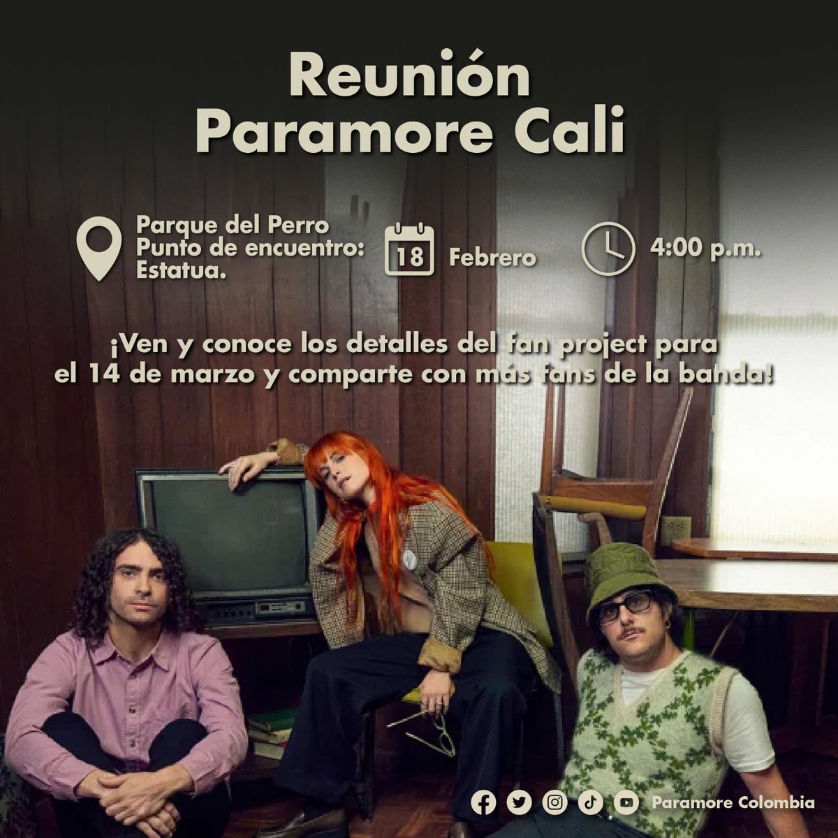 ParamoreCO's tweet photo. #Parafamily, los esperamos en la primera reunión del año en Cali para seguir organizando el fan project para el concierto escuchar el nuevo álbum #ThisIsWhy
Si no saben cómo llegar o si están perdidos nos llaman:
- Bernardo: 3235879448
- Jose: 3163748774
▌▌▌ It Never Ends https://t.co/CA09aKFF4t