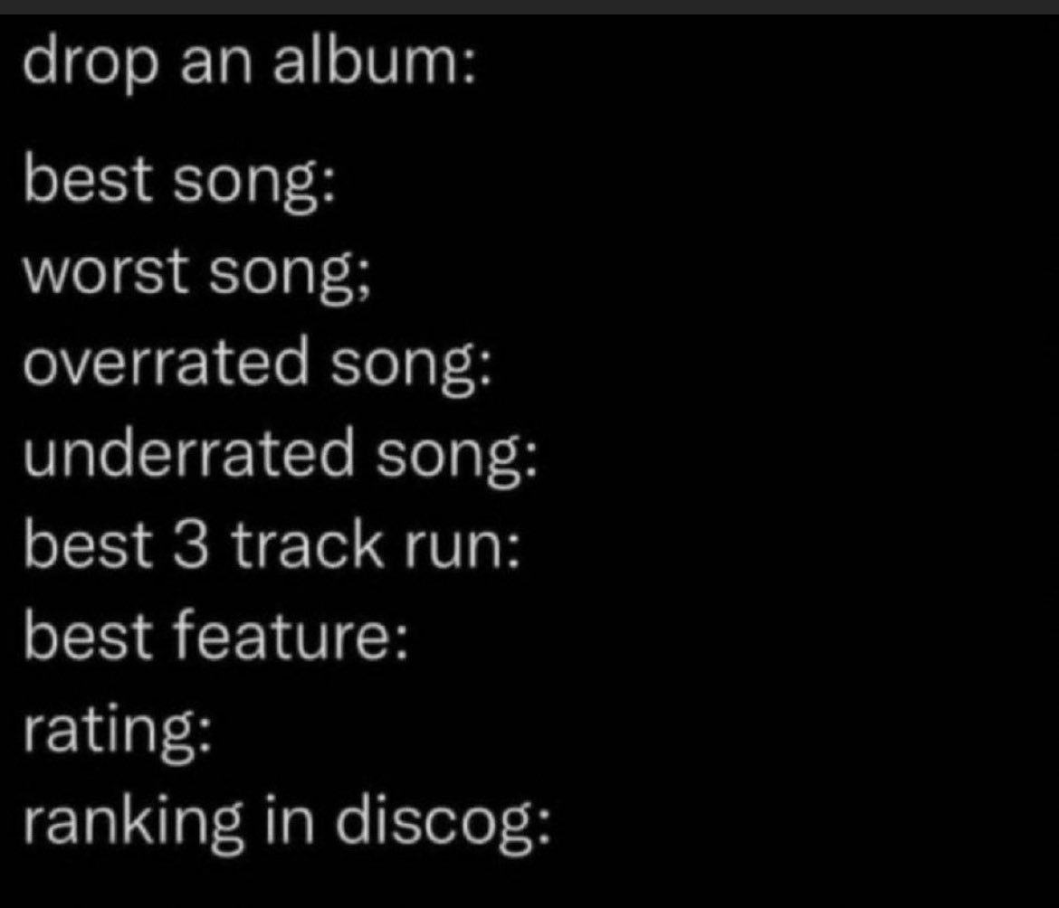 Drop any album ill reply with this