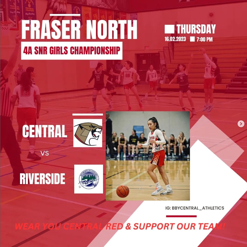 Central Snr Girls have booked a spot in the 4A Fraser North Zone Championships &amp; PROVINCIALS! They play Riverside on Thursday at 7 PM for the FN Banner after an impressive win over Dr Charles Best! Show your support for our girls by coming out and wearing RED or CENTRAL colours!