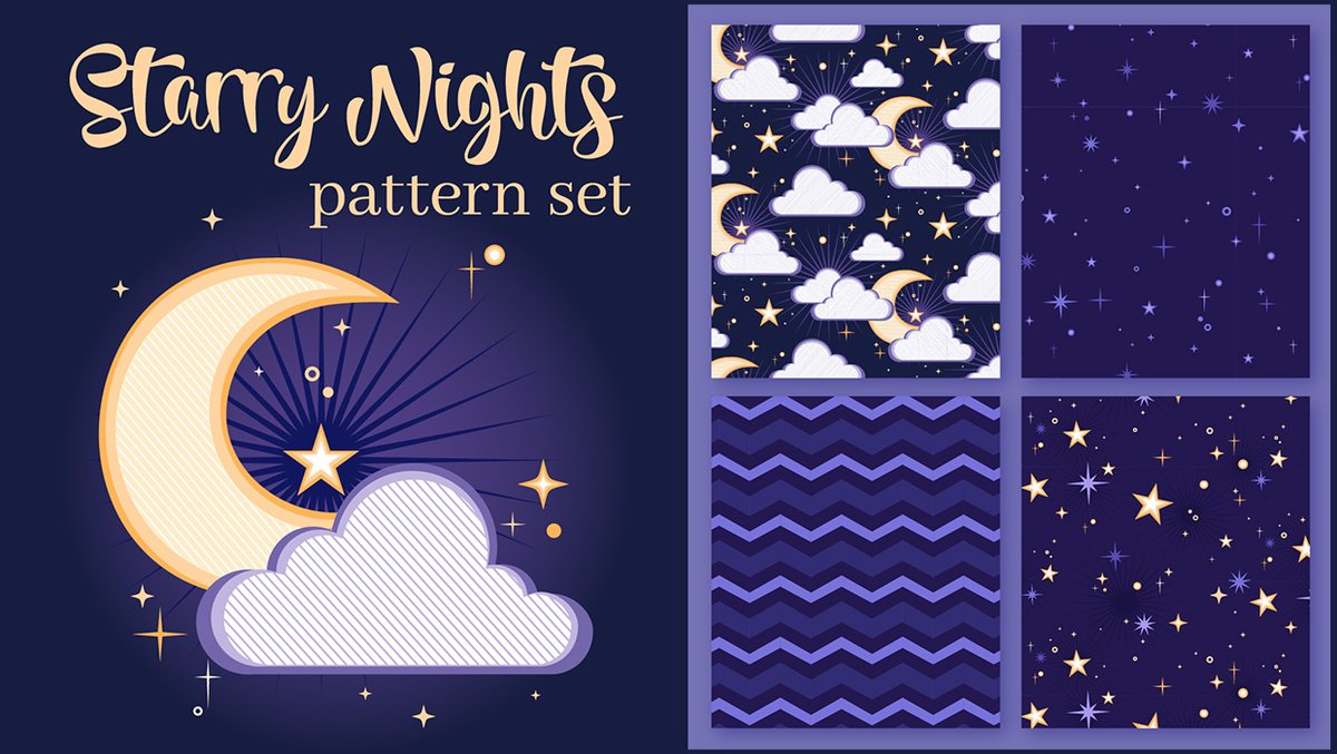 CatalogAut's tweet photo. Illustrator Downloadable: Starry Night Patterns https://t.co/tZtQPZO8MS https://t.co/fNMkEf12r3