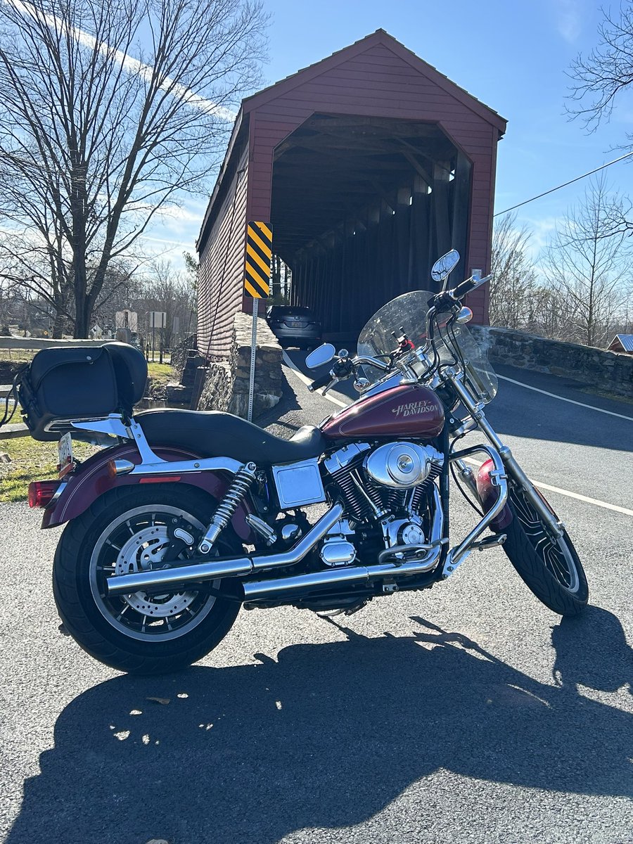Sunny days, motorcycles, and covered bridges.  What a great way to spend the day!  #fxdl #coveredbridges #maryland #frederickcountymd #dyna #twincam #redshiftcams #gofastdontdie #ridemotorcycleshavefun #livetorideridetolive