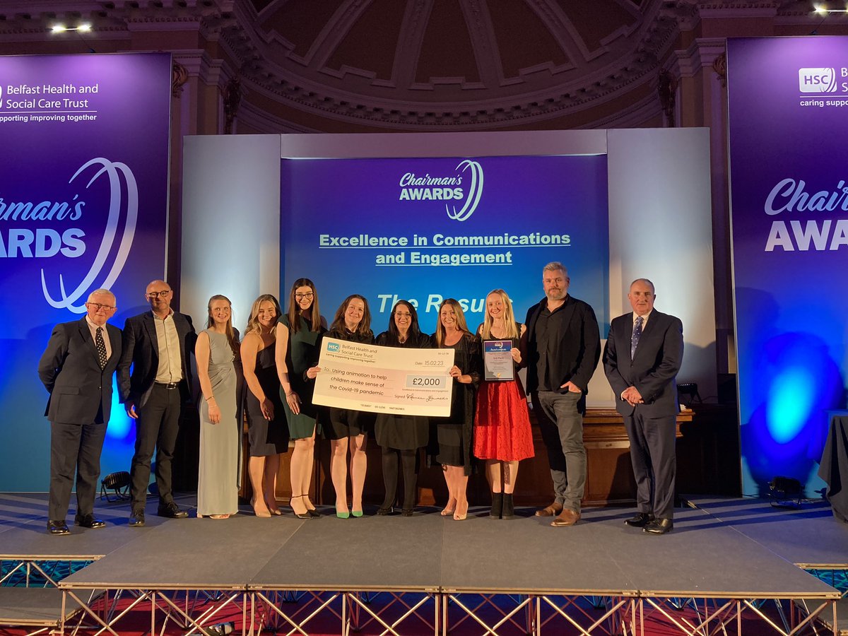In 3rd place is the Paediatric Clinical Psychology Department at the Children’s Hospital for their use of animation to help children make sense of the Covid-19 pandemic #BeingBelfast