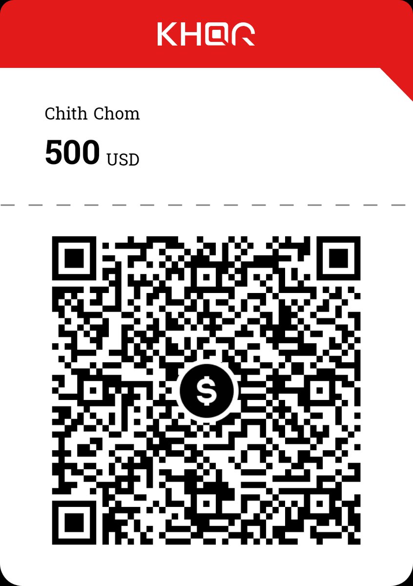 ChithChom's tweet image. សួស្តី! នេះគឺជា QR ធនាគារ វីង របស់ខ្ញុំ។ ស្កែន QR នេះ ឬបង្ហោះរូបភាពនេះទៅក្នុងកម្មវិធី QR Scanner របស់ធនាគារវីង ដើម្បីអនុវត្តប្រតិបត្តិការ។
