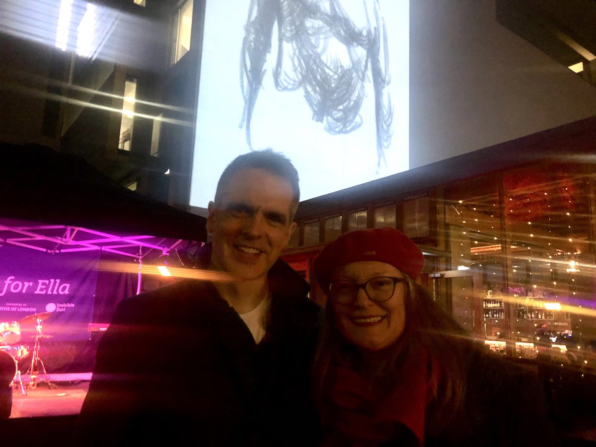 #breatheforella

A proud moment….

Dryden’s beaut moving drawings of Rosamund projected this eve. Ella her 9 year old died from air pollution 10 years ago. #Ellaslaw

@drydengoodwin @invisible_dust
@imperialcollege 
@sadiq @Mayoroflondon
@GLA @ace_national @wearelewisham
