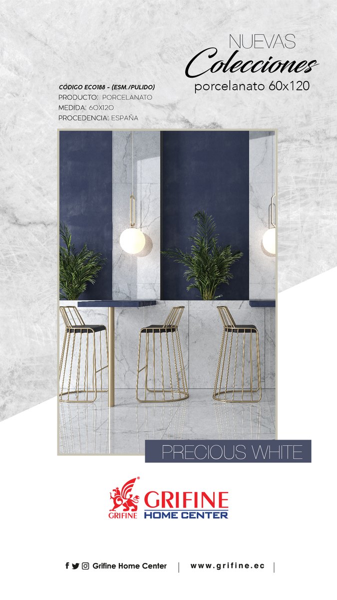 grifinehc's tweet photo. Nueva colección de porcelanato tipo mármol, medida 60x120, se puede utilizar en pisos, paredes y encimeras. Su acabado es brillante otorgándole elegancia sutil a los espacios. #Grifine #Guayaquil #Quito #Cuenca #Manta #Portoviejo #Chone #Manabi https://t.co/EgMgnJwQFk