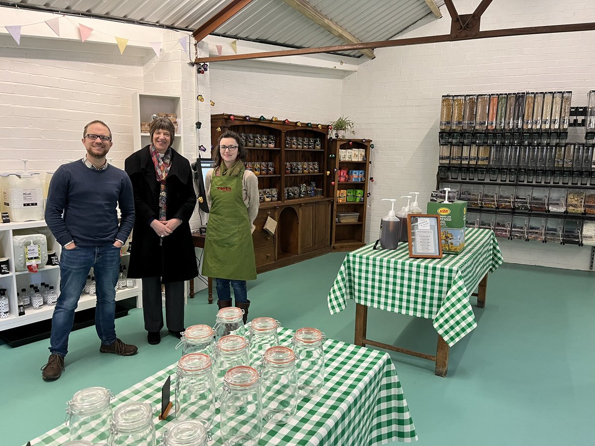 BishGloucester's tweet photo. Great to visit new Refill shop at #RootsCafe Gloucester. Bring your own containers and refill with loads of different things: nuts, herbs, rice, shampoo, washing products.. and even sweets @GlosDioc https://t.co/E2BA5XssUv