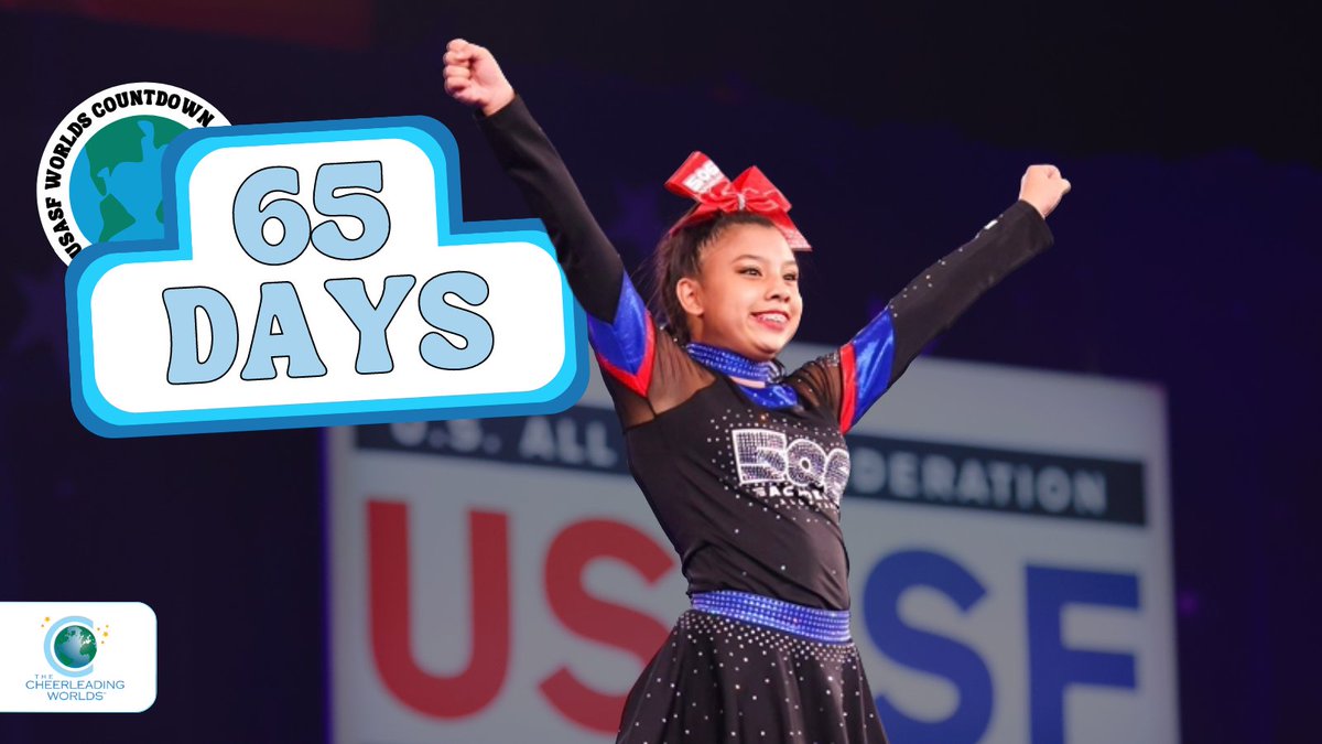 USASFcheer's tweet photo. HANDS UP 🙌🏼 for 65 days until The USASF Cheerleading Worlds. Drop a “🌎” in the comments below if you are #WorldsBound!

#USASF #RoadtoCheerWorlds #ThisIsAllStar #WorldsWednesday #allstarcheer #cheer https://t.co/zywelSNde9
