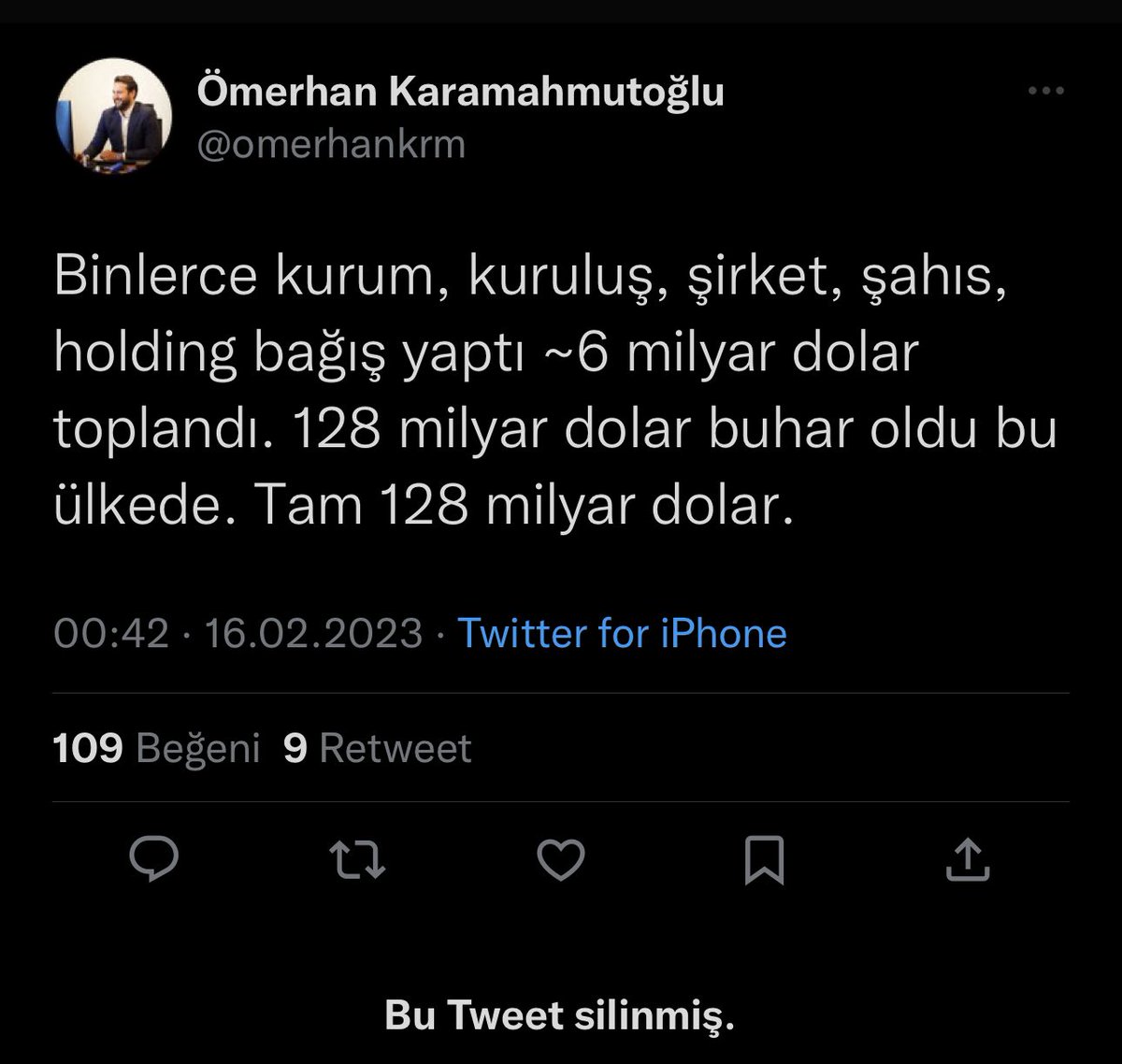 sdarslnn's tweet photo. Neden sildiniz? @omerhankrm

CHP’nin ekonomist vekili İlhan Kesici:
• 128 Milyar $ kaybolmaz
• Tüm detaylar Merkez Bankası’nın bilançosunda var 
• Bilanço okumasını bilenler her şeyi görür

Borsacısınız bilanço okumayı bilirsiniz
#TürkiyeTekYürek olmuşken neden böyle yazdınız? https://t.co/6dpR7VMwXd