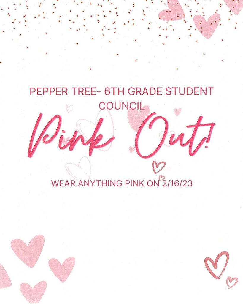 PepperTreeUUSD's tweet photo. Tomorrow is our Student Council Pink Out! Come wearing your pink!💕🐾 https://t.co/l23kY5fmeC https://t.co/cxMwq5hzwd