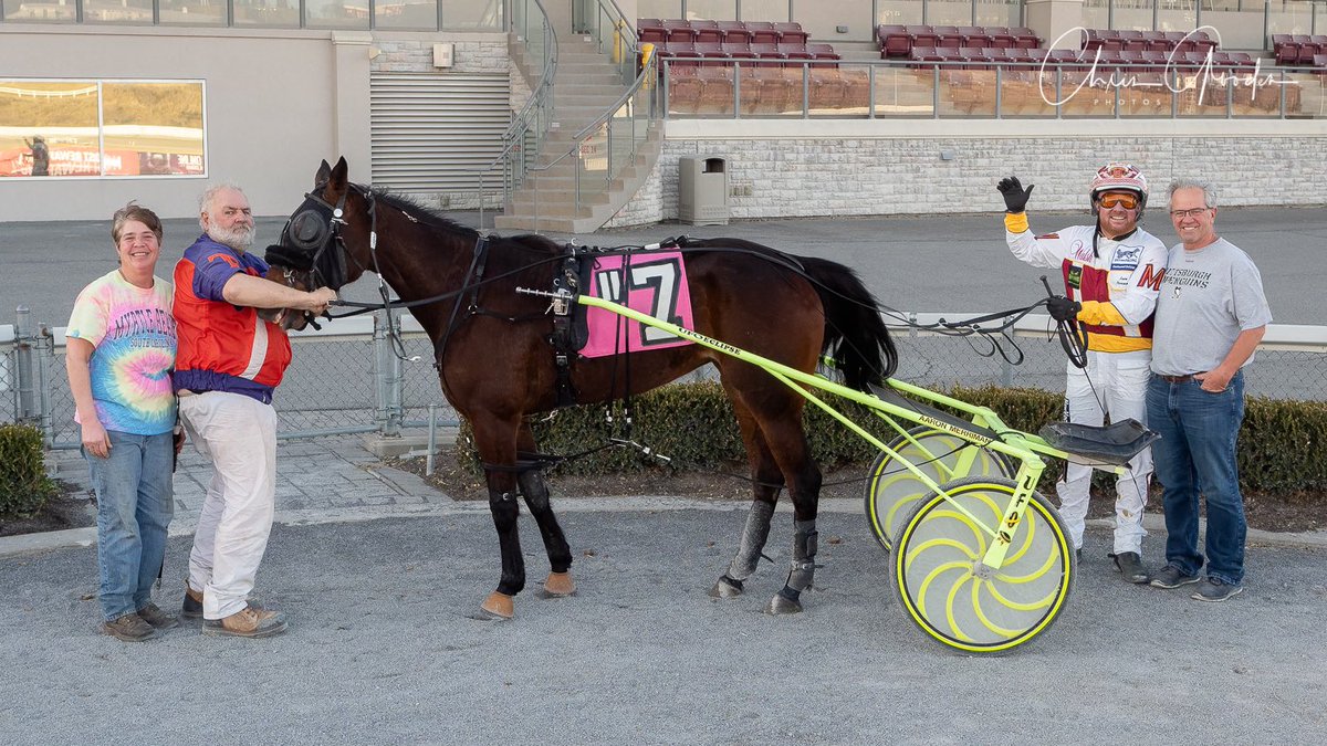 Congratulations to trainer Randy Bendis, earning career win #4000 today at The Meadows in Race 11. Randy is on the right next to <a href="/AaronMerriman/">Aaron Merriman</a>. It’s been a long and very successful career for the Meadows regular. <a href="/TheMSOA/">Meadows Standardbred Owners Association</a>