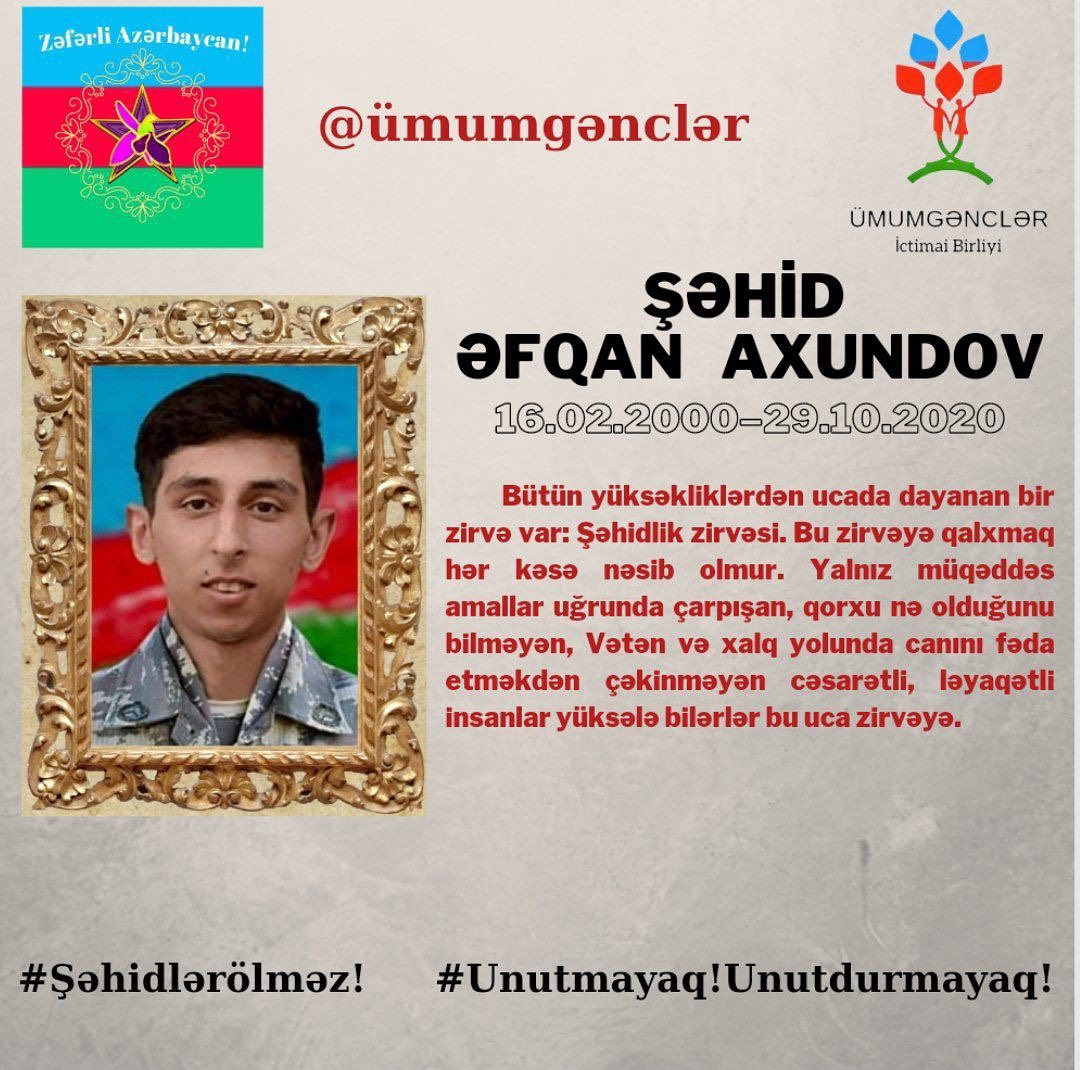irs_pu's tweet photo. Cənnətdəki doğum günün mübarək🥀
Əfqanın timsalında bütün şəhidlərin ruhu qarşısında baş əyir, ailələrinə səbr diləyirik!
#ÜG🇦🇿 #umumgencler #azerbaijan
#youth #keşfet #şehidlerölmez #global #azerbaycan #baku #veten #sehidlerolmezvetenbolunmez #şehid https://t.co/hlaJQjXo2u