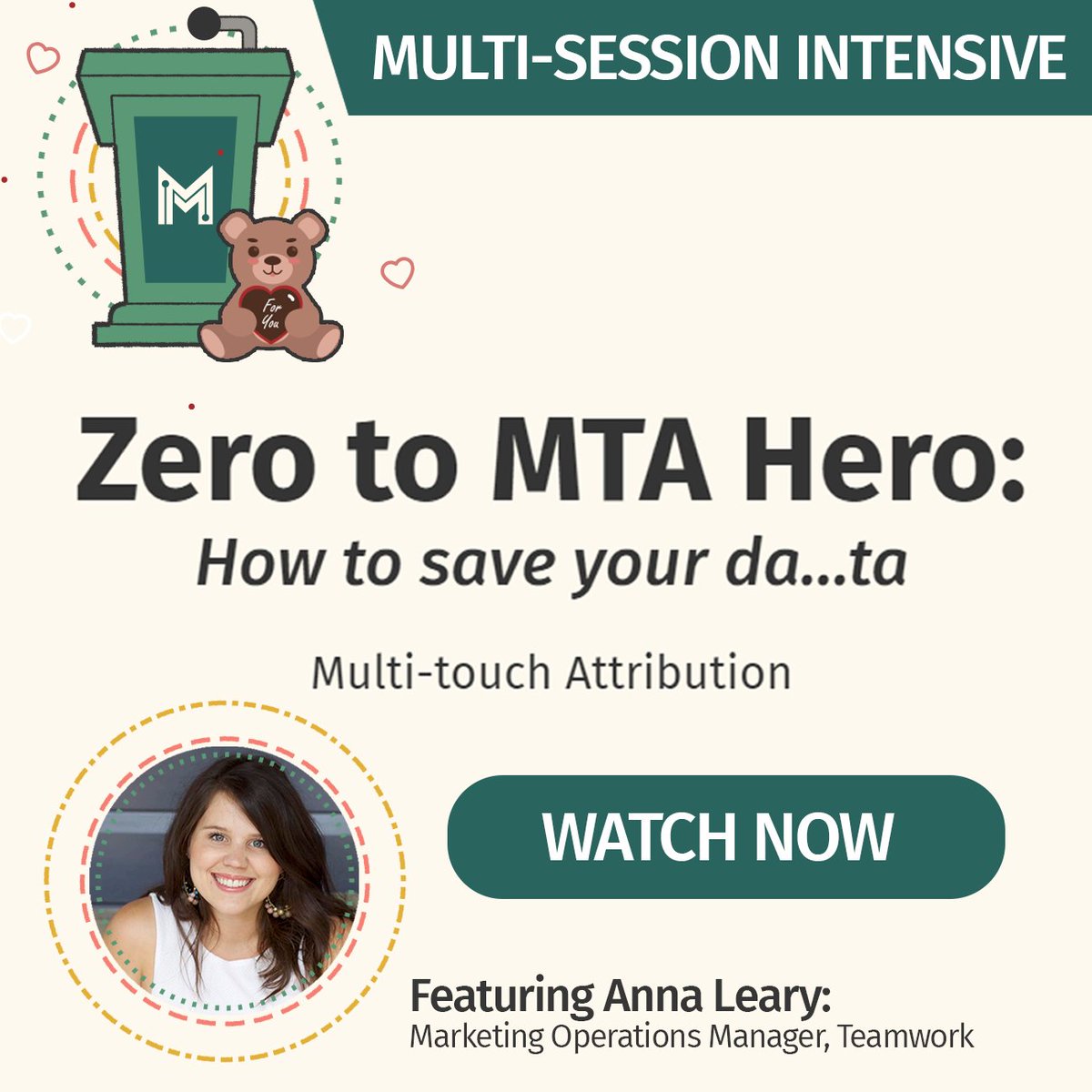 It's time for session 2! #Multitouchattribution, when set up correctly, is like an endless supply of delicious chocolate on #valentinesday. In this session, you will learn all about usage and reporting with #MarketingOps expert Anna Leary! Watch now 👉 bit.ly/3Ie8b8q