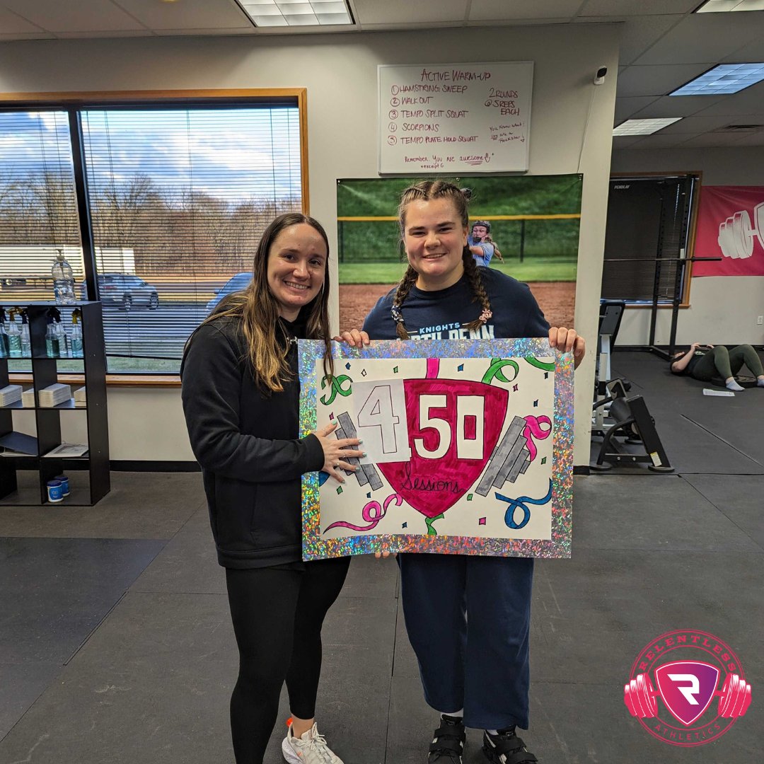 Relentlessath's tweet photo. 450 SESSIONS FOR @annaklein723 🎉🤯

Consistency is KEY for the RELENTLESS athlete 💪

We have been lucky enough to have been working with Anna for the last few years!! Her DEDICATION &amp; HARD WORK is undeniable ❤️‍🔥

#relentlessfamily #prettystrong #relentlessfemaleathletes https://t.co/WLN3xF4jY7