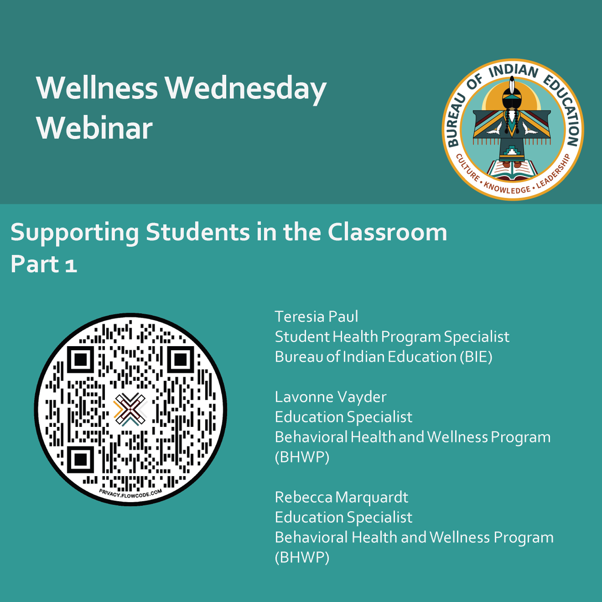 BureauIndianEdu's tweet image. The BHWP's #WellnessWednesday webinars feature topics about wellness and self-care. This webinar offers expert advice on Supporting Students in the Classroom. #BIEBHWP #NativeWellness #Resilience
youtube.com/watch?v=P5fZfU…