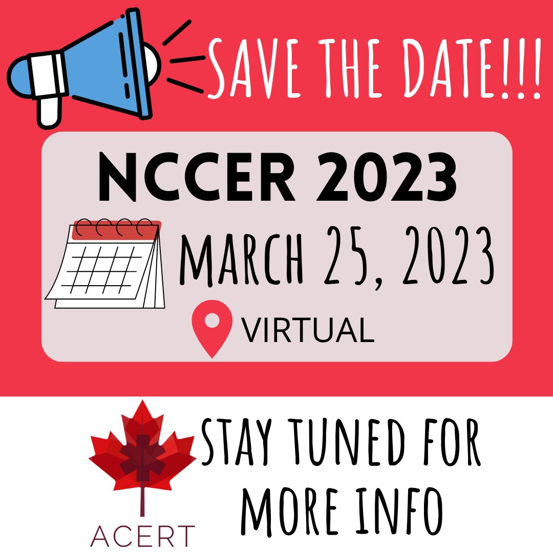 ACERTBOD's tweet photo. 🚨🚨 Attention response teams!! 🚨🚨 

We have a very special announcement! It’s official - NCCER 2023 will be happening (virtually) on March 25, 2023! SAVE THE DATE‼️

Keep your eyes peeled for more information coming soon 👀

Got questions? Email us at info@acert.ca https://t.co/t6ZBOcZRT9