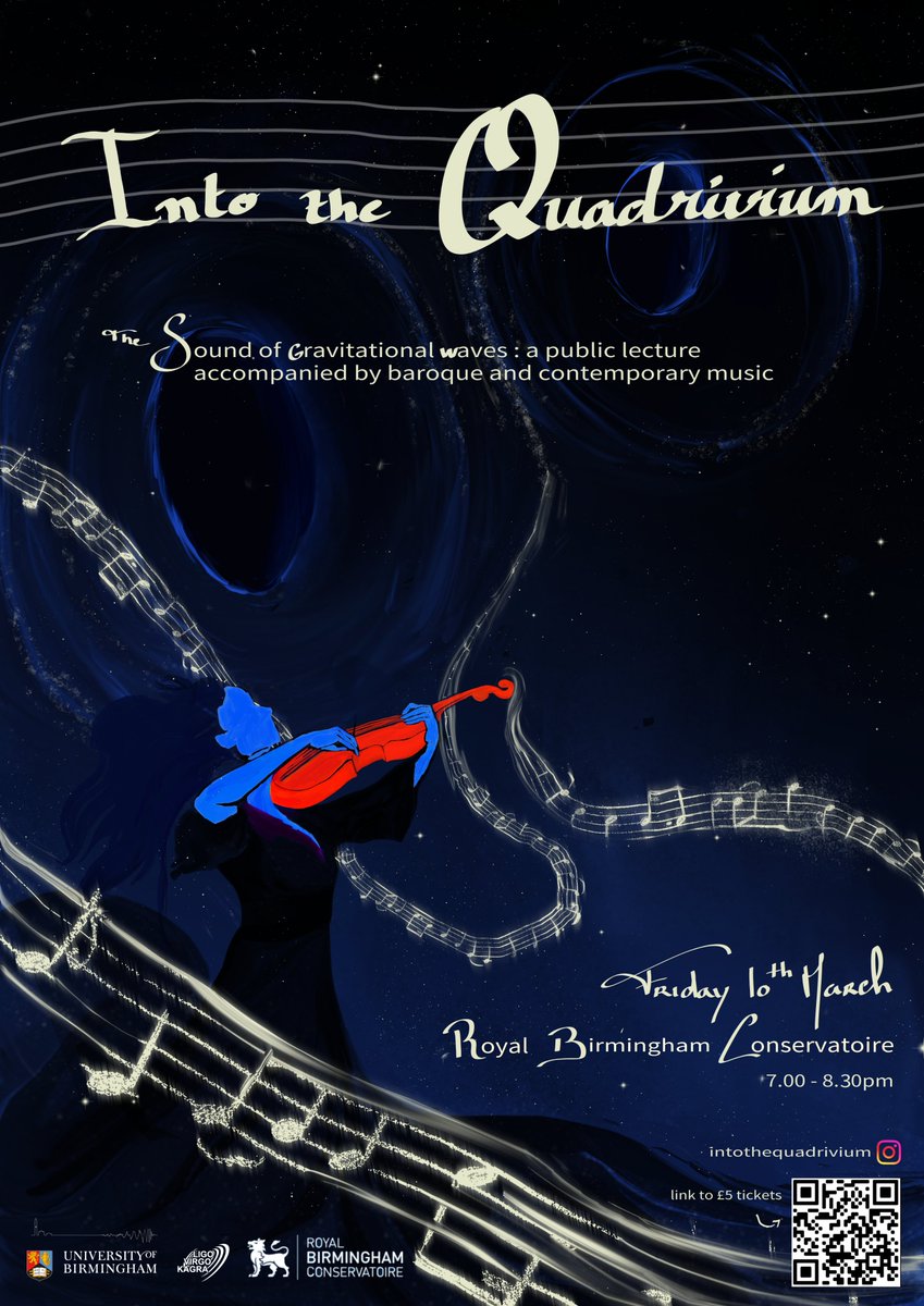 Eve of #ArtAndScience in UK
Baroque sonatas &amp; contemporary music accompanied by science from Alice Bonino, Swetha Bhagwat &amp; Hannah Middleton
Into the Quadrivium is a collaboration between #GravitationalWave researchers (<a href="/UoBIGWaves/">BIGWaves</a>) &amp; musicians (<a href="/BirmCons/">Royal Birmingham Conservatoire</a>)
bcu.ac.uk/conservatoire/…