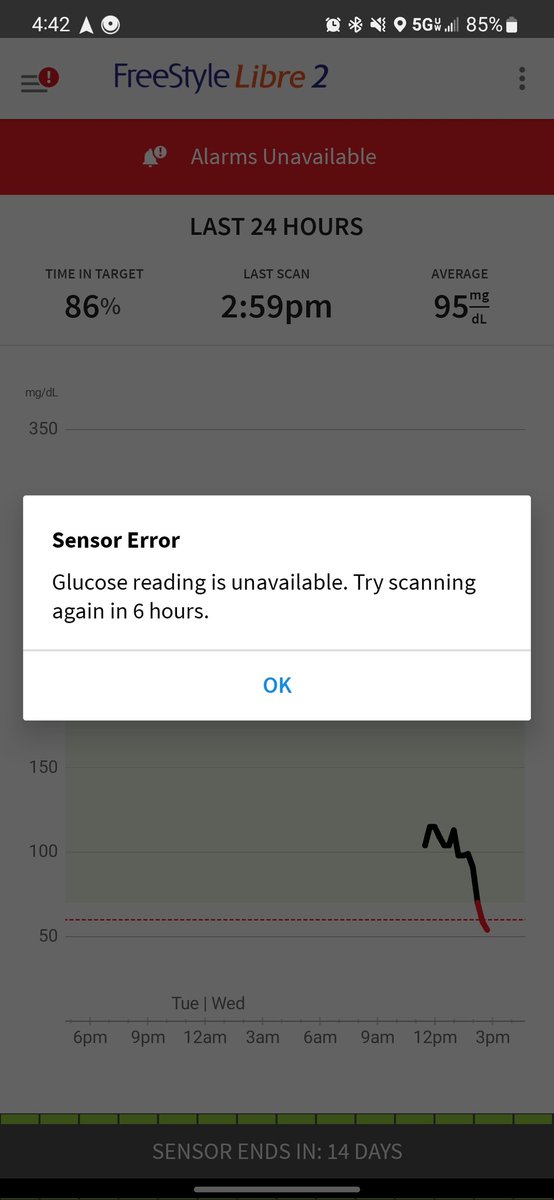 danepie86's tweet photo. @FreeStyleLibre 6 hours??? Really? I don't mind the 10 minute one, but 6 hours? That's absurd. Brand new sensor too... https://t.co/h2vpNL0RdW