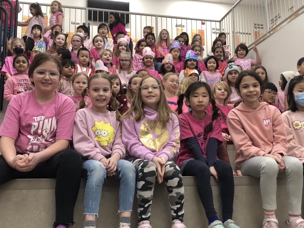StoonPubSchools's tweet photo. Just take a look at all these pink shirts @chief_school ! When we take a stand against bullying, we all win. #kindnessisuniversal https://t.co/2A3namL3Rr