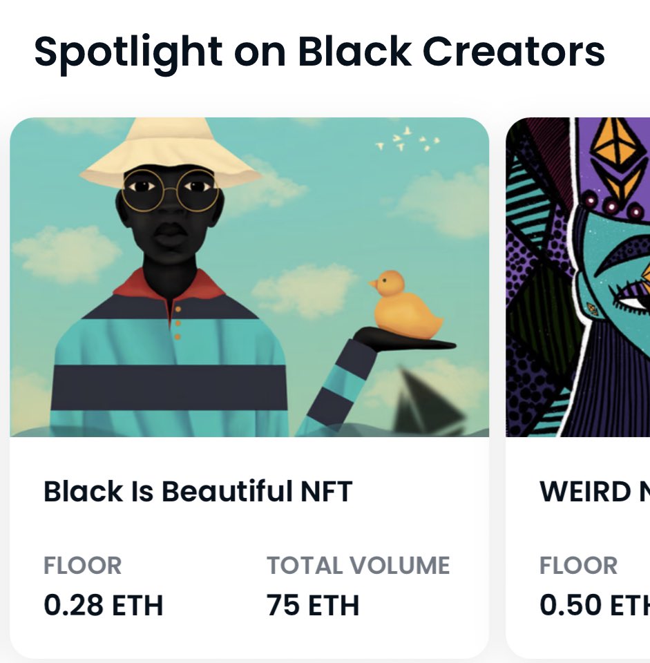 🙏 Thank you <a href="/opensea/">OpenSea</a> 🙏

We are grateful and touched to see the amazing <a href="/ndartlife/">Nick Davis</a> on the #opensea home page.

Please take time to learn about the life, legacy, and powerful art of the late, great #NickDavis 👑🕊️

#BlackisBeautifulNFT 

1k (1/1) #NFTs 

opensea.io/collection/bla…