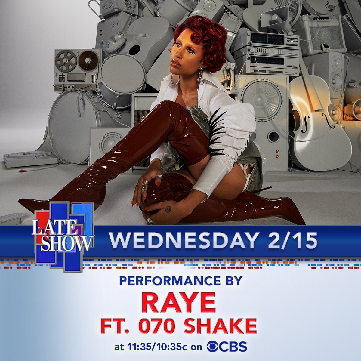 raye's tweet photo. My first ever US tv performance 🥺 on the @colbertlateshow with @StephenAtHome, airing tonight at 11:35/10:35c on @CBS &amp; @paramountplus https://t.co/Sc3XVZniou
