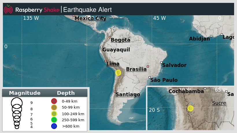 raspishakEQ's tweet photo. Preliminary M5.0 #Earthquake
ID: #rs2023dghvst
37km/23miles from #Llica, in #Chile-BoliviaBorderRegion
2023-02-15 22:12 UTC
@raspishake network
Join the largest #CitizenScience #seismograph community ➡ https://t.co/Y5O0dgJqJF
EVENT ➡ https://t.co/lJDGIkNx51 https://t.co/C64eYnu8ZR