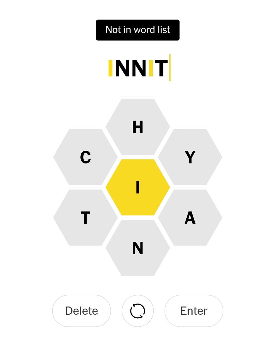 not_in_wordlist's tweet image. #NYTSpellingBee #NotInWordList #Innit