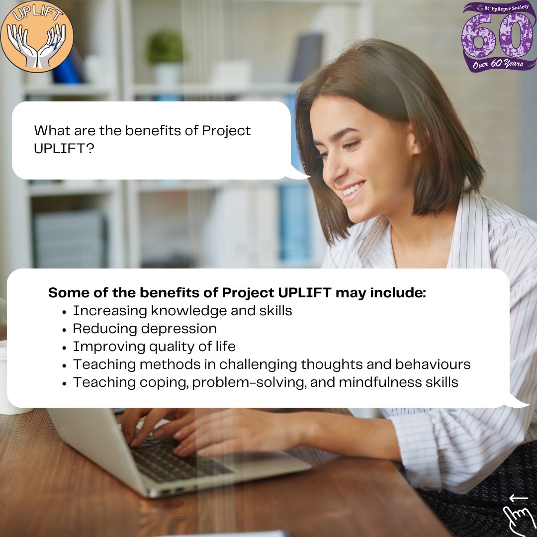 BCEpilepsy's tweet photo. Project UPLIFT is an 8-week program that uses cognitive behavioural therapy (CBT) and mindfulness to help people with #epilepsy with their mental health. Please email Christine at christine@bcepilepsy.com for more information or to register #ProjectUPLIFT #BCEpilepsySociety https://t.co/we6xEC1PFW