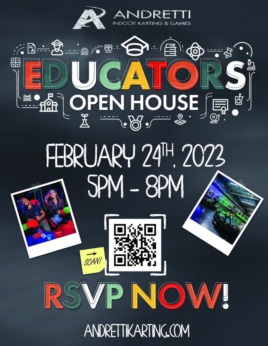 Calling all educators 📣
Register now to participate in the Educator Open House at <a href="/AndrettiSATexas/">Andretti San Antonio</a> on 2/24 at 5 p.m. 
ow.ly/svQW50MTAle
