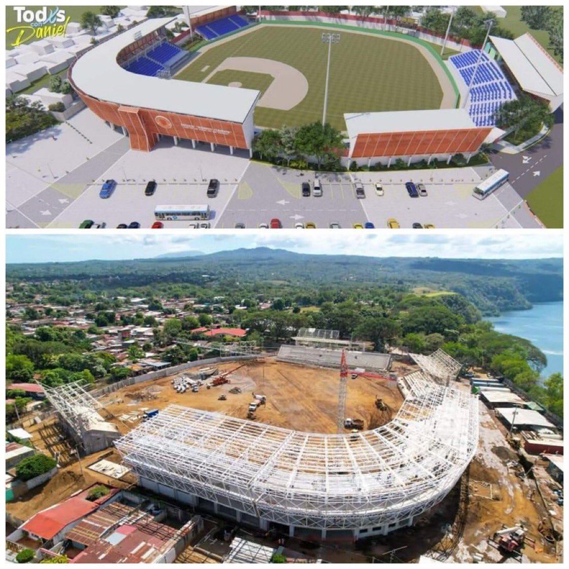 #Nicaragua Avanza construcción del Estadio Béisbol #RobertoClemente en la ciudad de #Masaya, con capacidad 6 mil aficionados con reglamento MLB, la cual estará lista en 08/23 #NicaraguaPazYBien #CeseALasSanciones