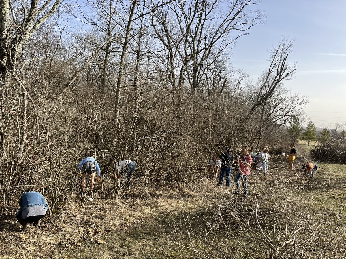 MrBarter's tweet photo. It was great clearing out invasive species from the natural area at @BoganSchool today with so many teachers #Talawanda #STEM https://t.co/EGYBo72QCX